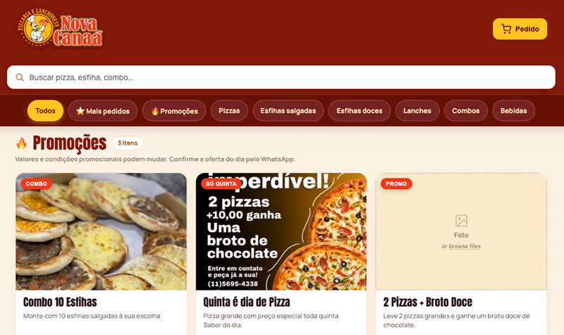 Imagem do projeto Pizzaria Nova Canaã